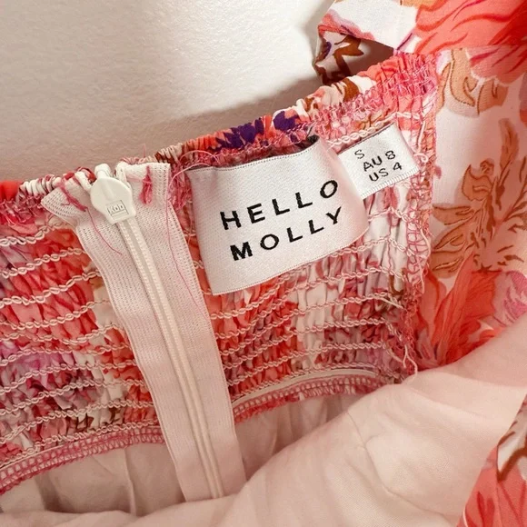 HELLO MOLLY Samba Tonight Midi Dress Pink Floral Size Small 4 US - Picture 4 of 11